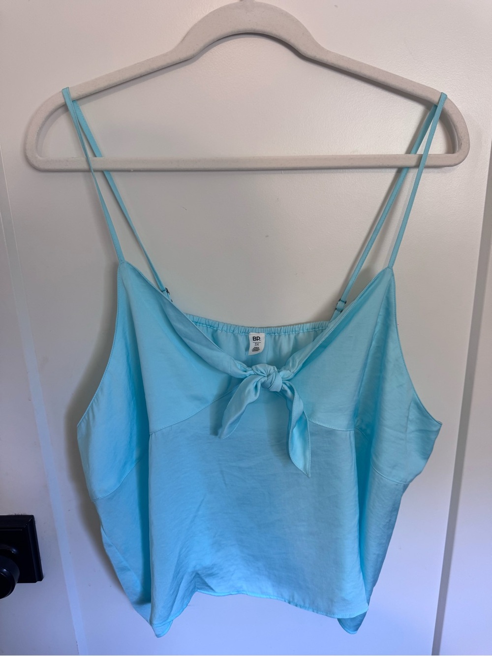 bp Light Aqua Tie-Front Spaghetti Strap Crop Top